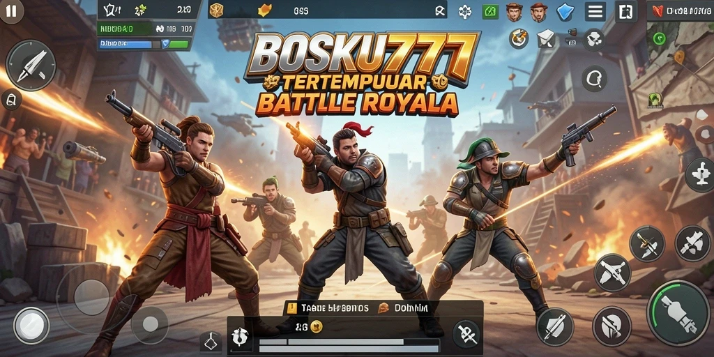 Screenshot gameplay Battle Royale yang mendebarkan di BOSKU777.