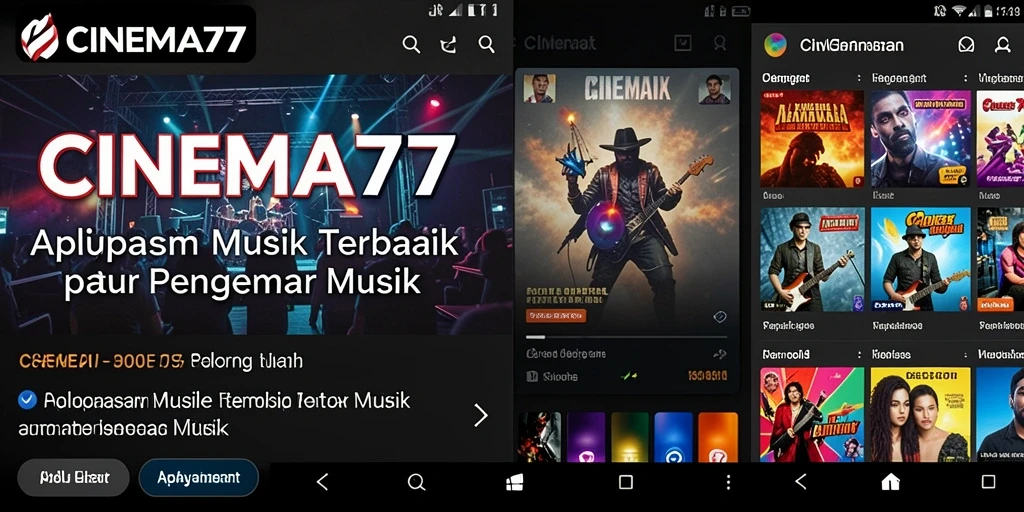 Tampilan gameplay CINEMA77 yang menunjukkan antarmuka musik interaktif.