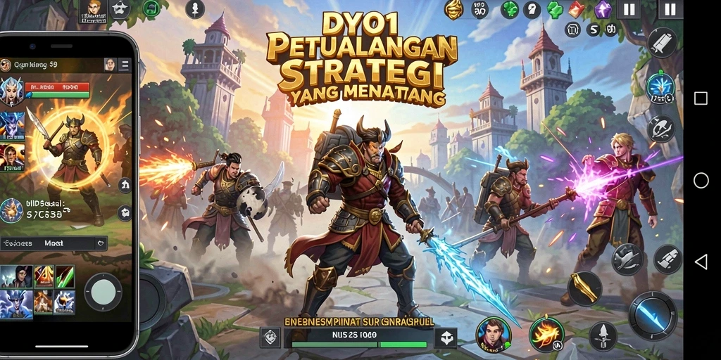 Tangkapan layar DY01 menampilkan pertempuran strategis yang mendebarkan di dunia fantasi.