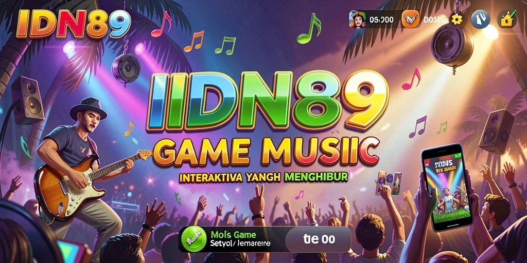 Tampilan gameplay interaktif dalam IDN89 dengan berbagai lagu dan tantangan.