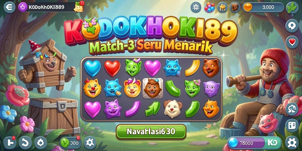 Tangkapan layar gameplay KODOKHOKI889 dengan kombinasi elemen yang warna-warni.